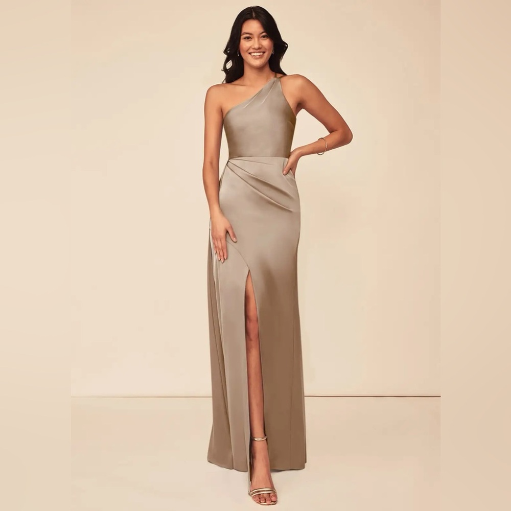 Azazie Maron Taupe Dress